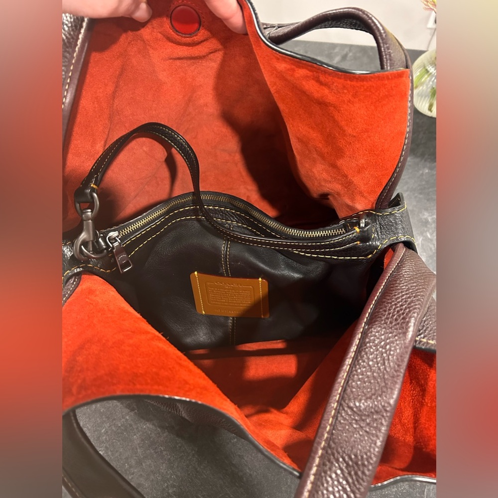 Coach Pebbled Leather Hobo Bag in Deep Plum - Picture 12 of 12